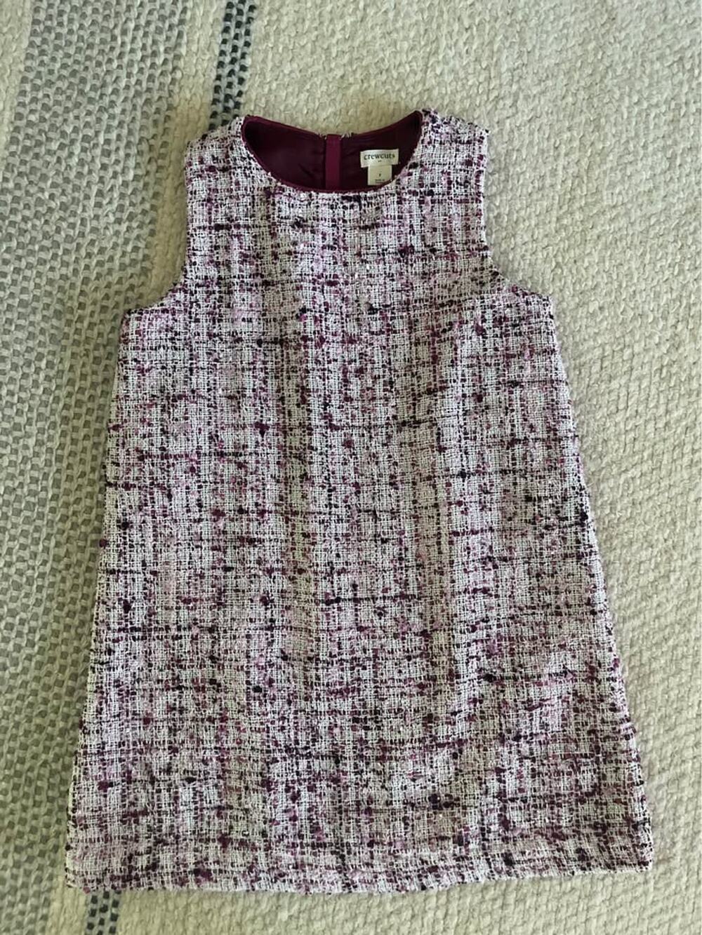 Crewcuts Girls Size 7 Tweed Dress J.Crew Pink Purple White Metallic Holiday